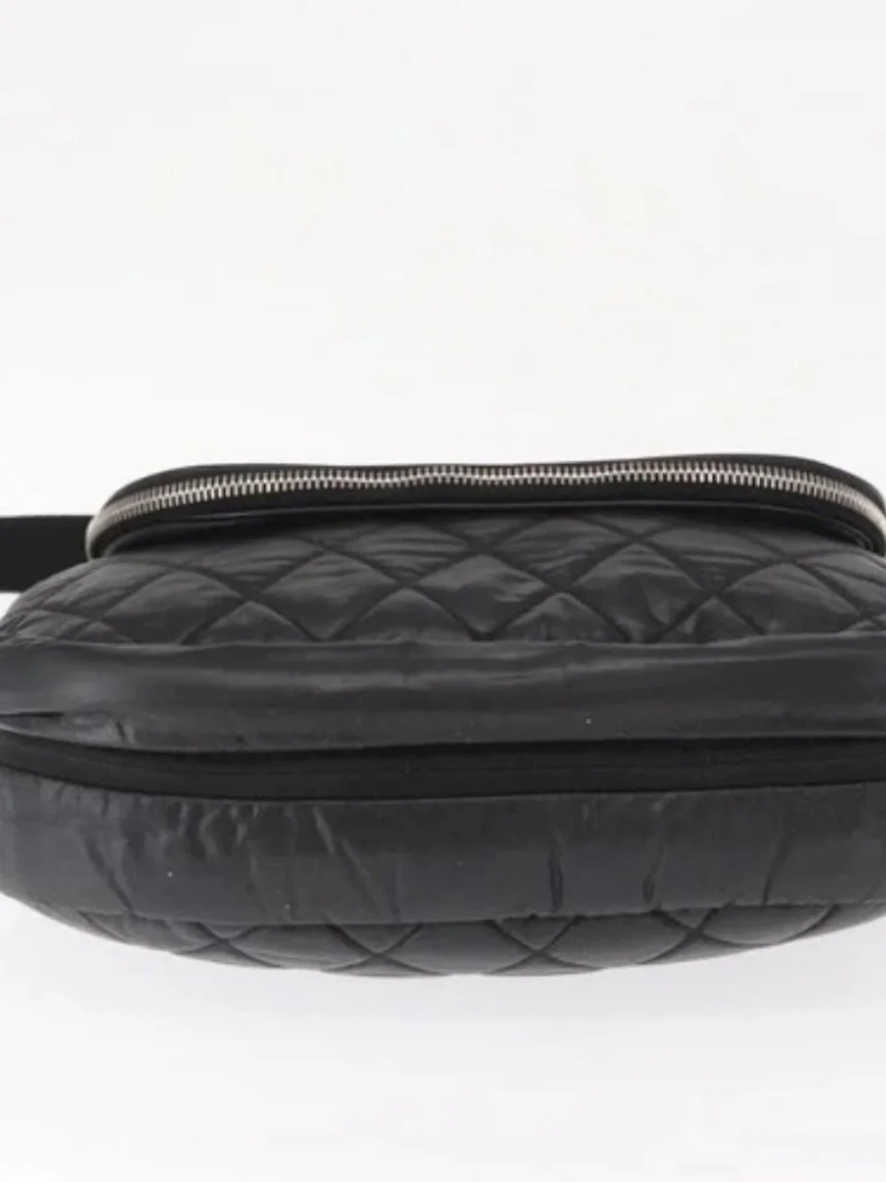 CHANEL Matelasse Shoulder Bag Nylon Black Silver CC Auth bs32463